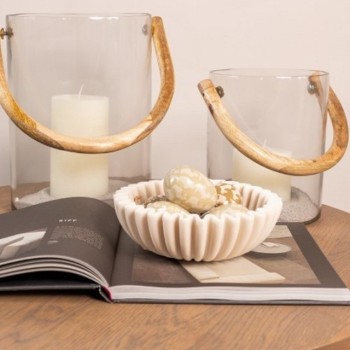 Unieke beige 'wave' schaal