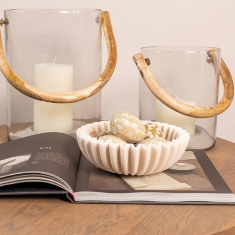Unieke beige 'wave' schaal