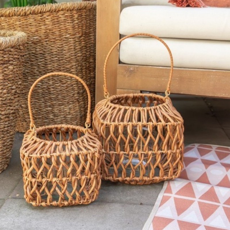 Retro look lantaarn met kaarshouder