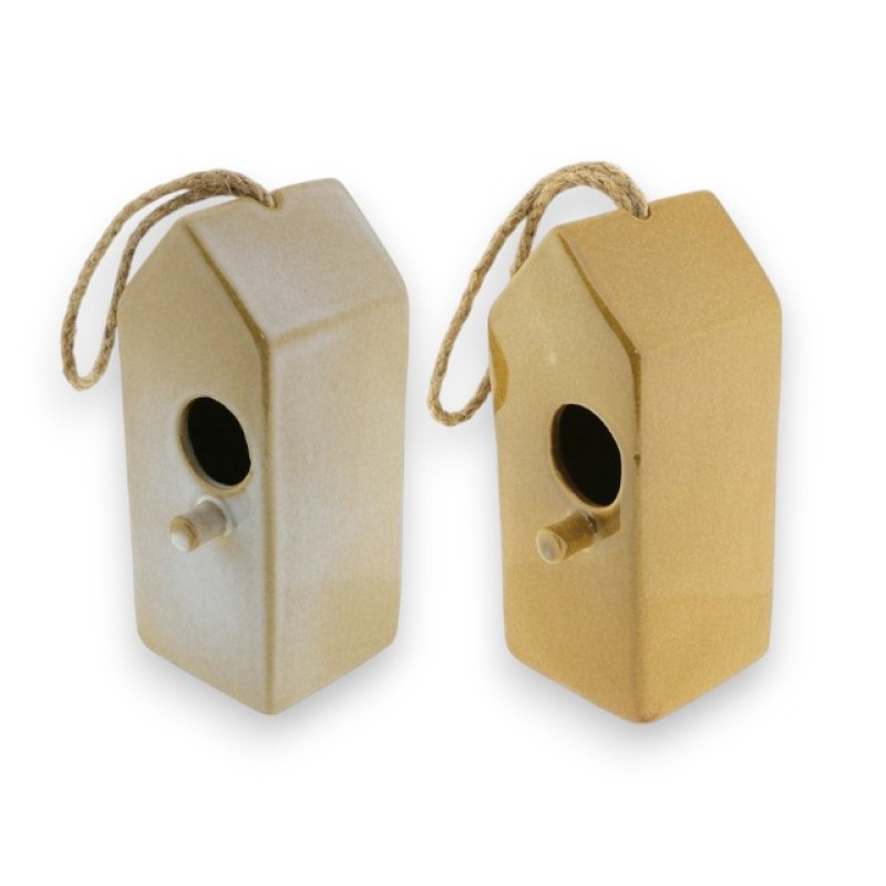 Set van 2 keramieken vogelhuisjes